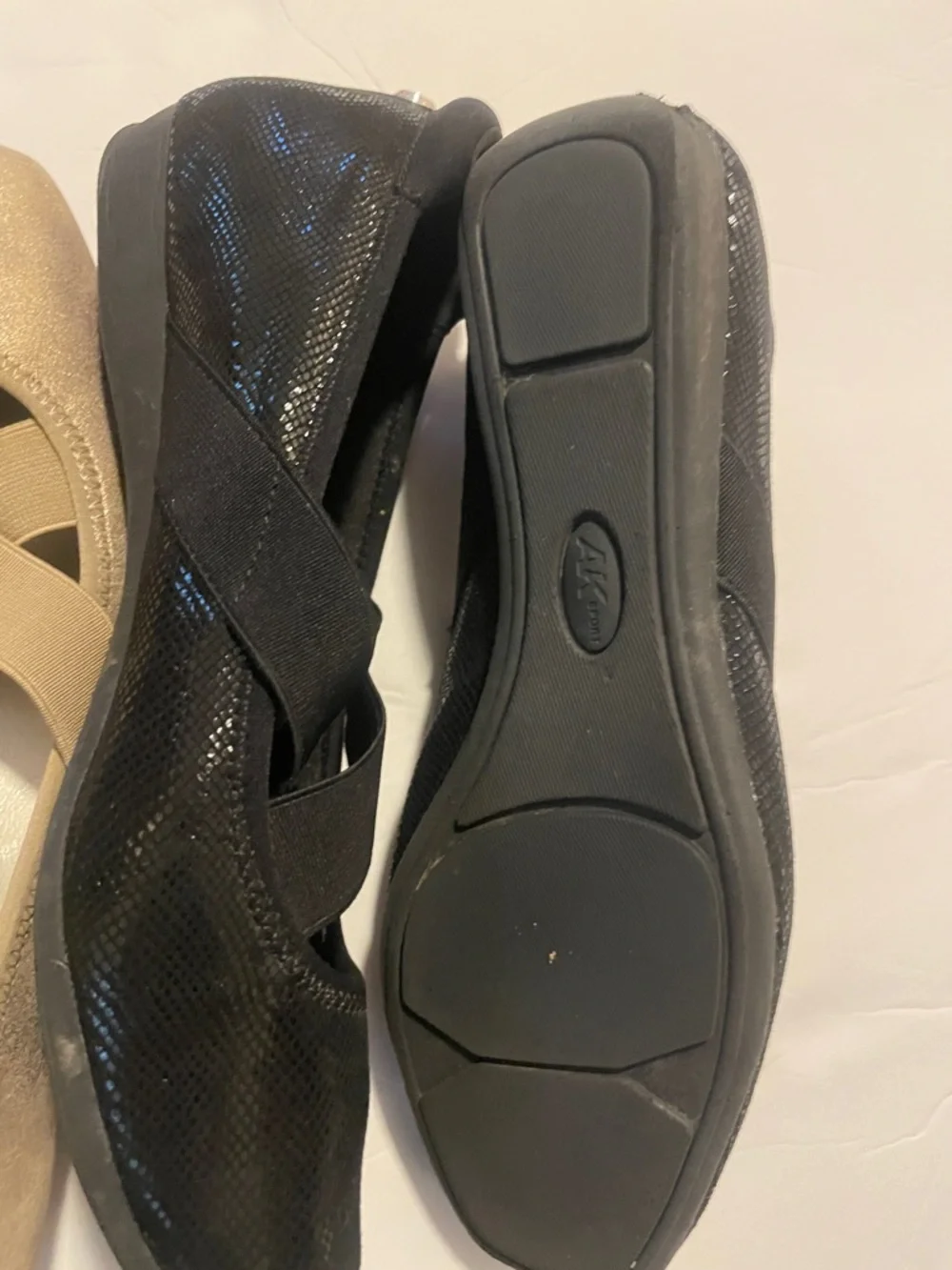 Anne Klein Sport Crisscross Ballet Flats in Beige and Black - Picture 6 of 8